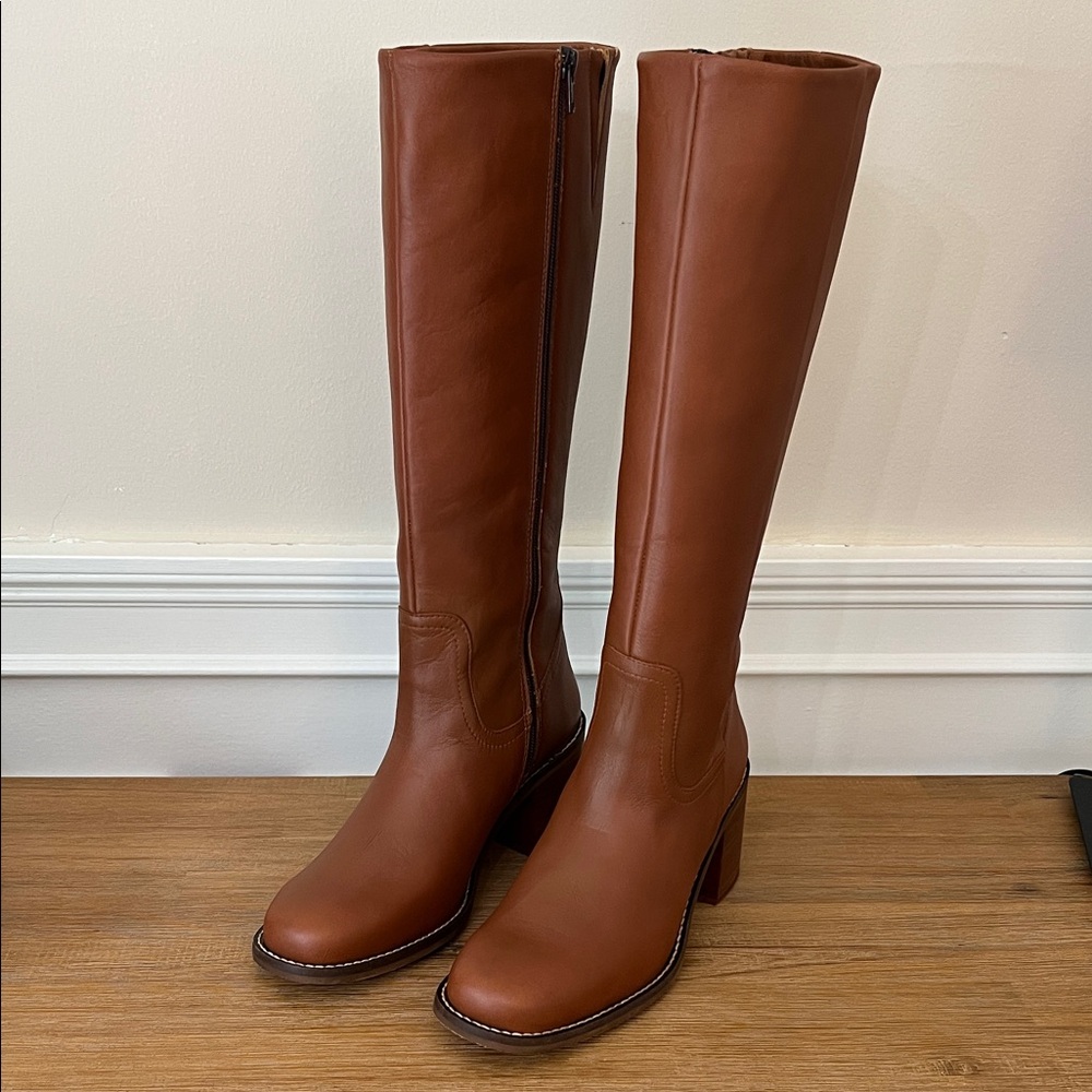 Portland Leather Patina Oslo Knee High Leather Boots Tawny 7 - Picture 2 of 12